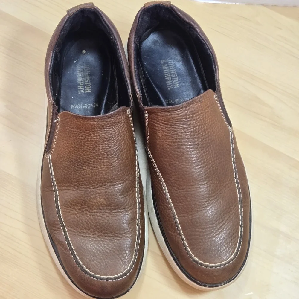 Johnston & Murphy Brown Leather Slip On Loafers Men's 8M Comfort Casual Shoe